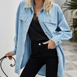 Corduroy Flap Detail Boyfriend Overshirt